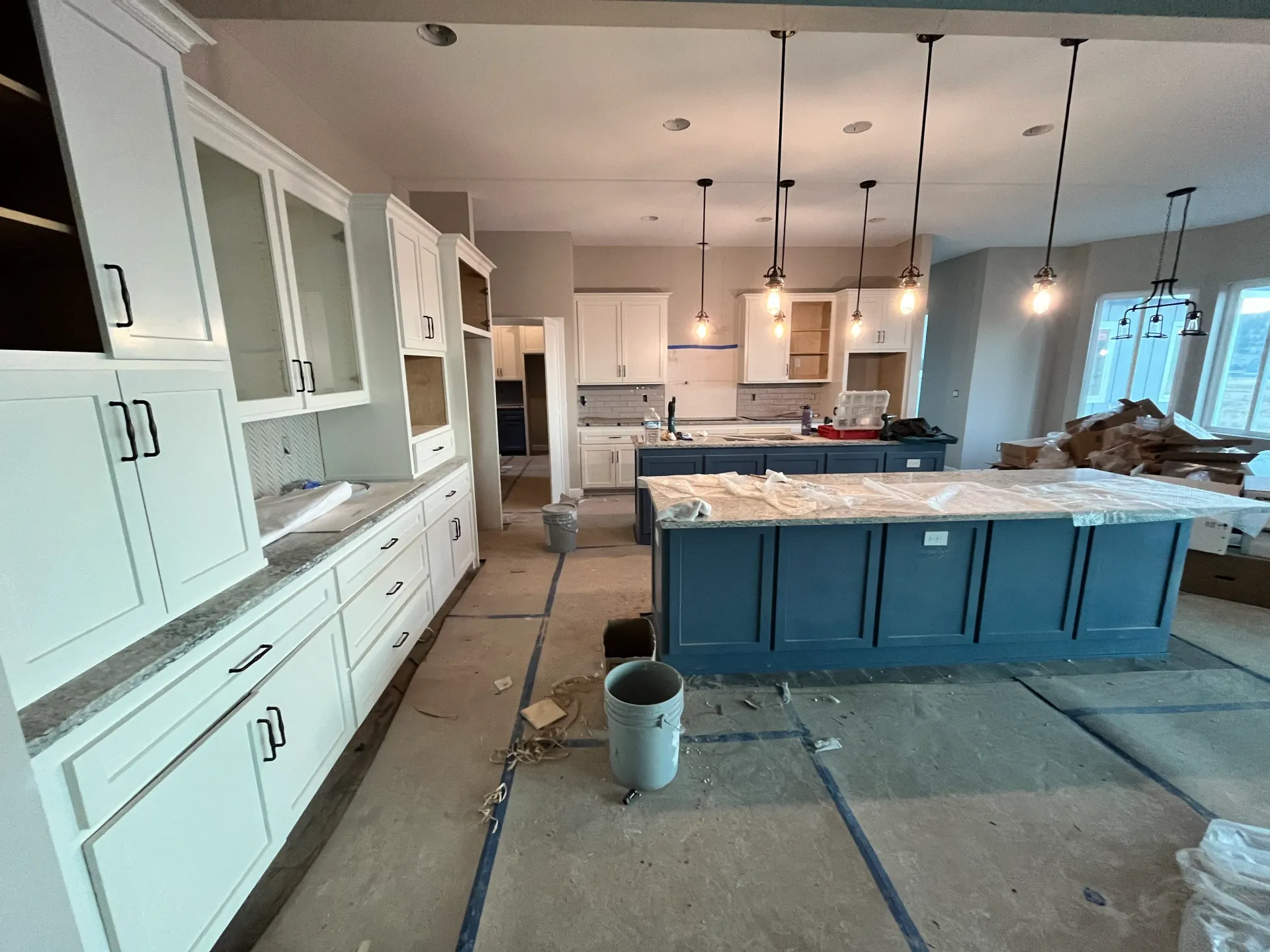 Custom kitchen cabinetry during installation by G & L Cabinets
